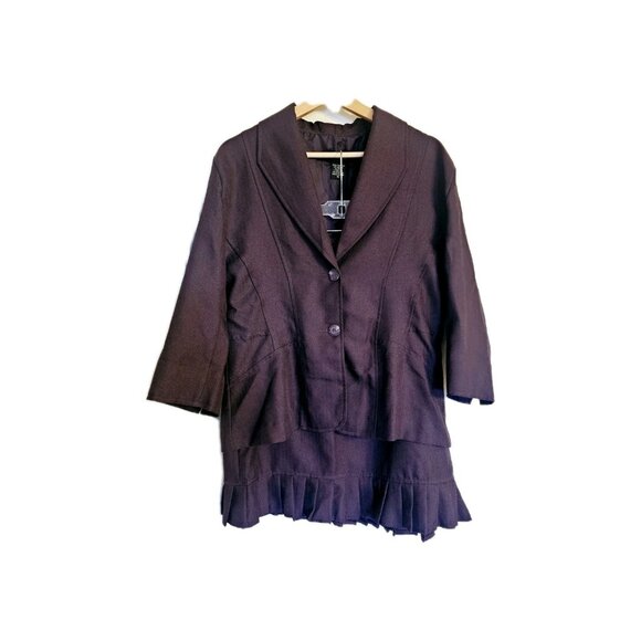 Woman's T. Milano Suit Skirt 2pc Size 16 Blazer Lined deep Purple Plum Set - Picture 1 of 11